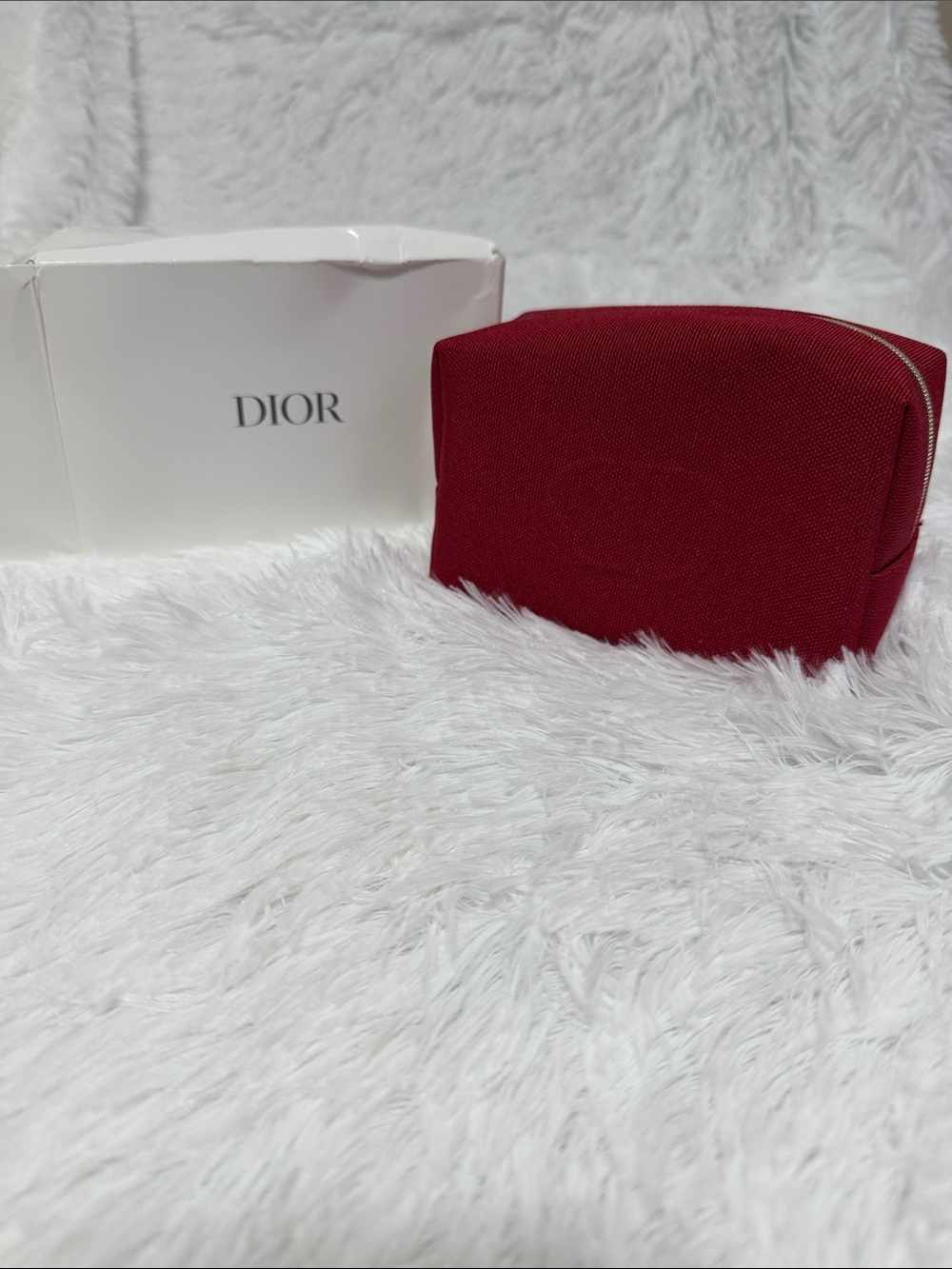 Dior Burgundy Canvas Cosmetic Case